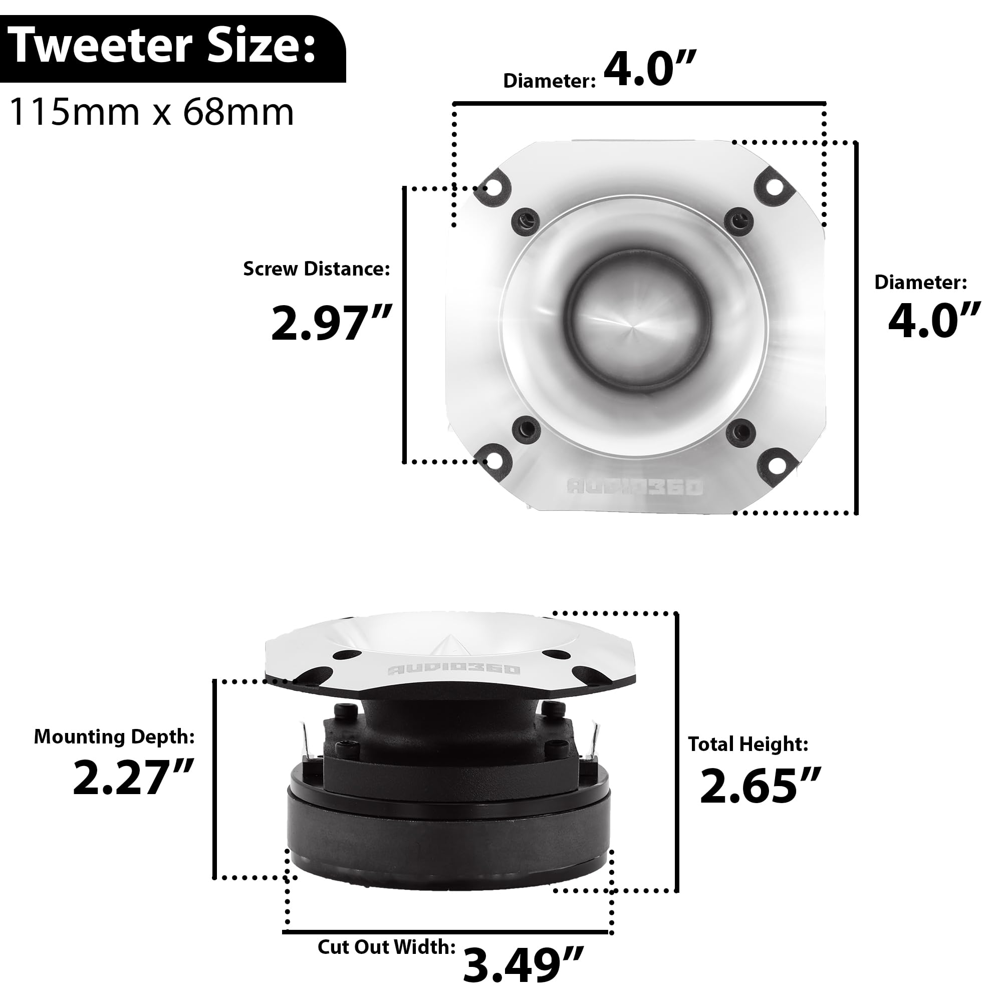 Amazon.com: 2X Audio360 AD36TW 4-Inch Super Tweeter Speaker, 4 Ohm
